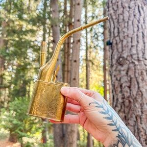 Vintage 30s Late Qing Dynasty in China Copper Brass Water Opium Pipe etched with